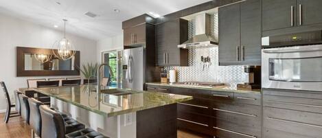 Fridge, microwave, oven, dishwasher