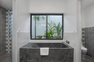 Private Pool Villa 1-Bedroom - Free Airport Pickup and Minibar | Bathroom | Separate tub and shower, rainfall showerhead, eco-friendly toiletries