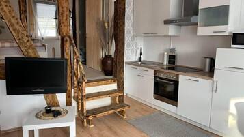 Fridge, microwave, dishwasher, high chair