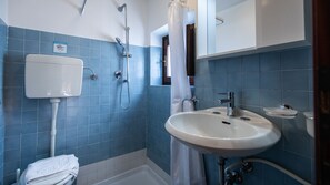 Estudio familiar (0 Bedroom) | Baño | Regadera, bidet, toallas, papel de baño 