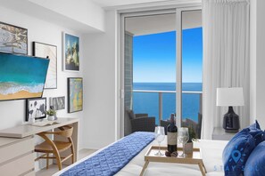 2 bedrooms, desk, iron/ironing board, travel crib