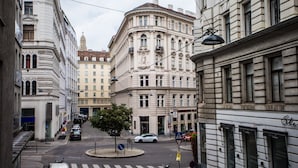 A street view with a building labeled "VORFAUHF" and another with "Ste." - Pension Central - Self Check-in (Vienna)