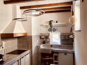 Kühlschrank, Mikrowelle, Herdplatte, Geschirrspüler