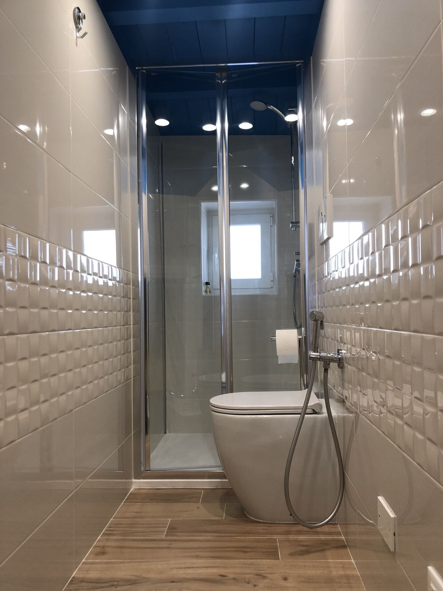 Dusche, umweltfreundliche Kosmetikartikel, Haartrockner, Bidet
