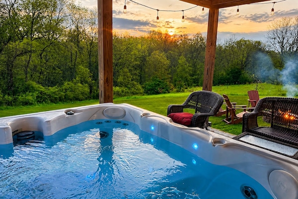 Our private hot tub is the perfect spot to relax after exploring beautiful Galena.