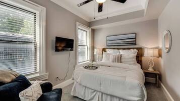 1 bedroom, desk, iron/ironing board, travel crib