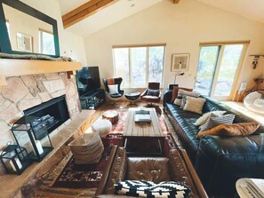 TV, fireplace, offices - Powder Mountain 5 Bedroom Home Woodfired Sauna (Eden)