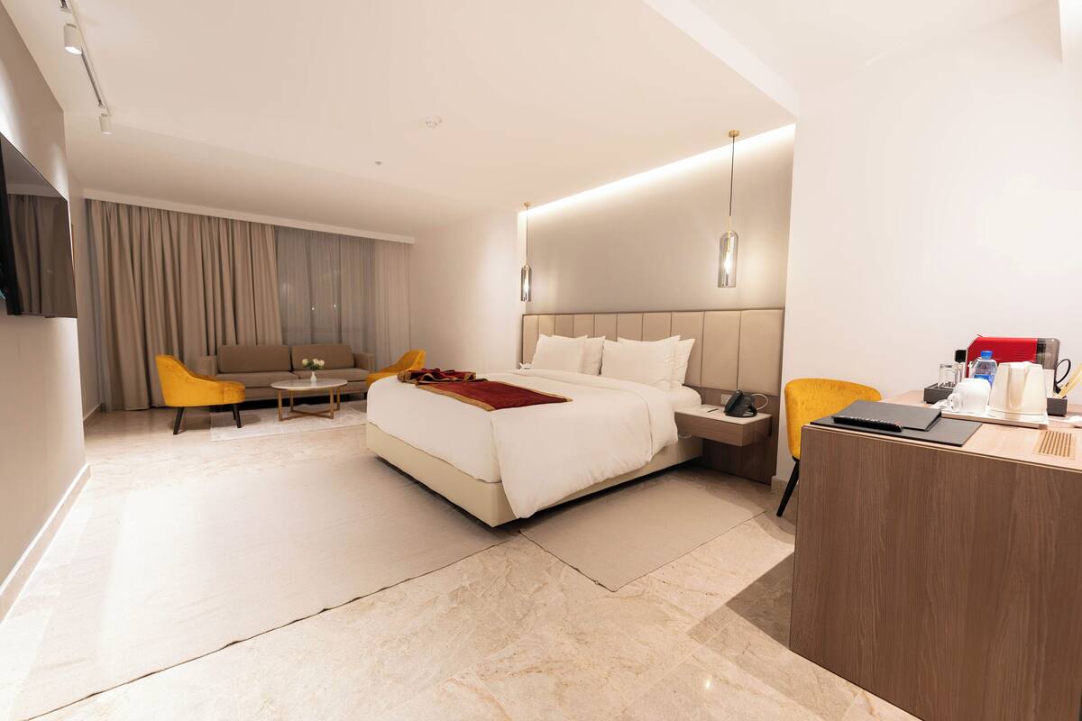 premium bedding, memory-foam beds, minibar, desk