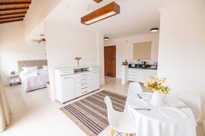 Superior Apartment, Balcony, Lake View | Private kitchen | Full-size fridge, microwave, oven, stovetop
