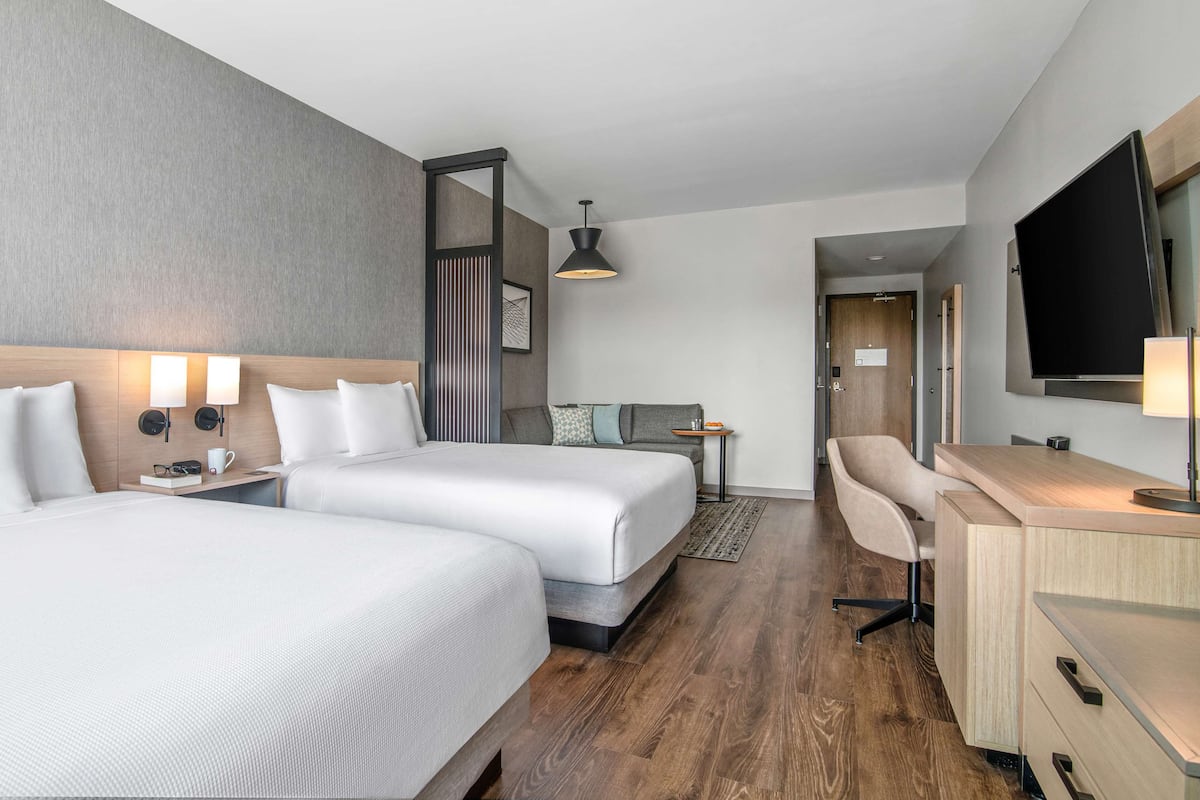 Room (2 Queen with Sofabed) | Pillowtop beds, in-room safe, desk, laptop workspace