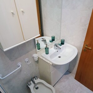 Dusche, Haartrockner, Bidet, Handtücher
