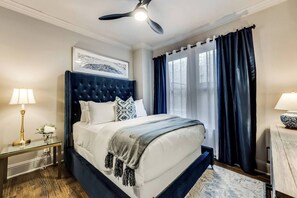 2 bedrooms, desk, iron/ironing board, travel crib