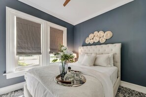 1 bedroom, desk, iron/ironing board, travel crib