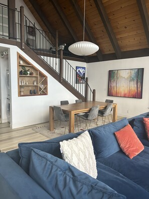 Smart TV, fireplace, video games, DVD player