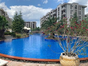 Outdoor pool - Luxury Orchid apartment, private garden, Cascadas Family Resort (Sunny Beach)
