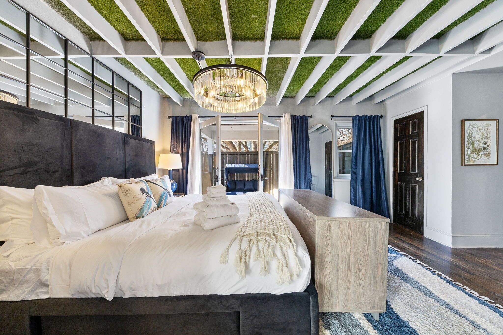 1 bedroom, desk, iron/ironing board, travel crib