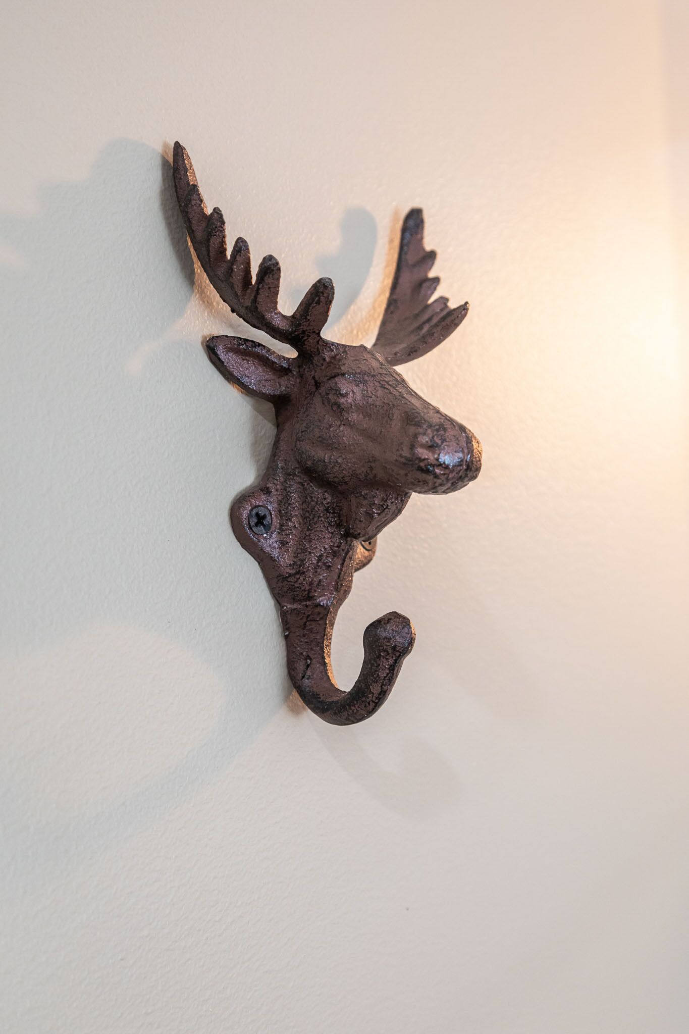A metal moose head wall mount.