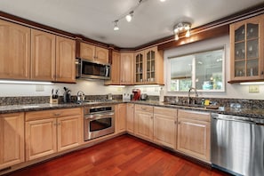 House, Multiple Beds, Fireplace, Mountain View (Hall Court Manor) | Private kitchen - Hall Court Manor - Hot Tub, Pet Friendly, Pool Table! (Stateline)