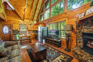 Smart TV, fireplace, video games, foosball