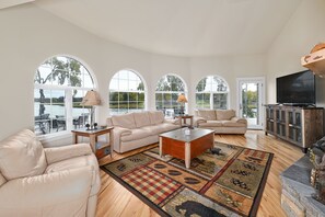 Smart TV, fireplace, DVD player, video library