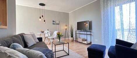 TV, DVD player, stereo