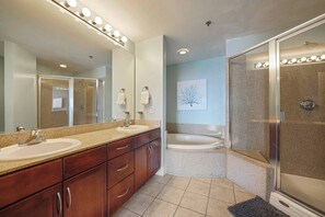 Hair dryer, towels, shampoo, toilet paper