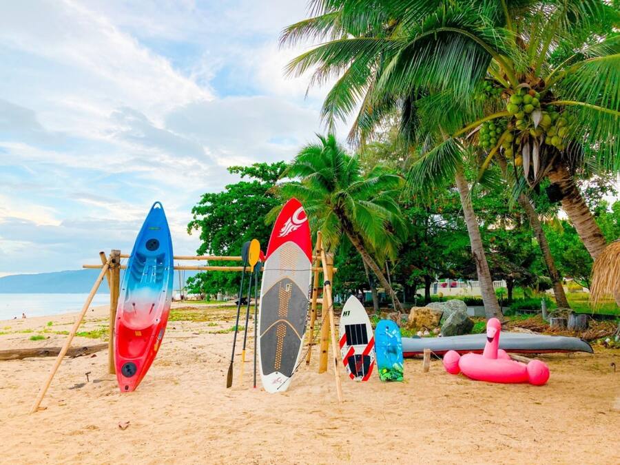 On the beach, white sand, beach bar