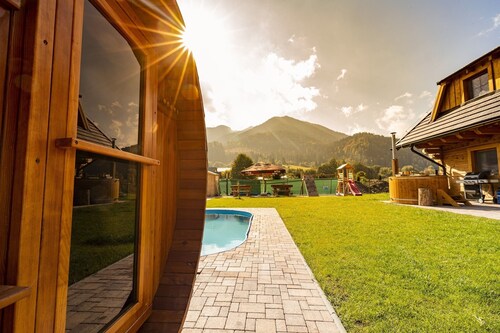 Large apartment in Chalet with pool, mountain view and garden