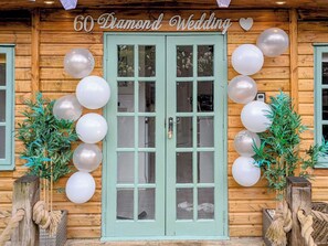 Exterior detail - Elegantly finished lodge with a private, decked garden. (Ashbourne)