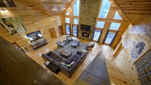 Smart TV, fireplace, DVD player, foosball