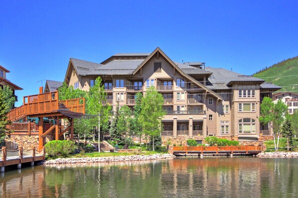 Enjoy breathtaking views of the surrounding landscape from the second-floor balcony.