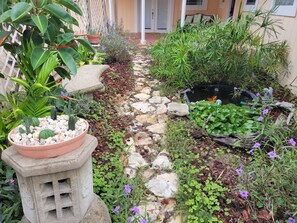 Garden with Pond and Bench