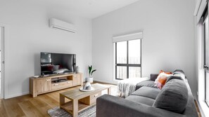 Smart TV, fireplace, DVD player