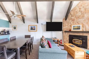 Smart TV, fireplace, table football, ping pong