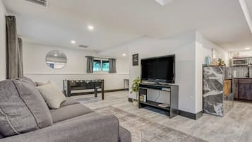 TV, foosball, offices