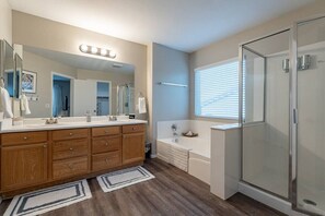 Bathtub, hair dryer, towels