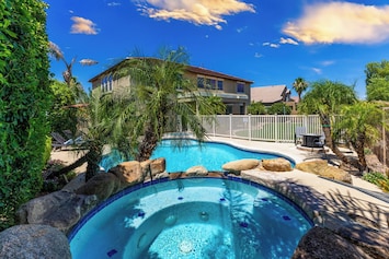 Enjoy your own private secluded Hot tub and pool.