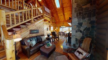 Una televisión, una chimenea