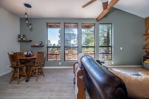Smart TV, fireplace, video games, stereo