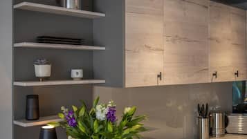 City appartement, en-suite badkamer, uitzicht op de stad (Apt 2-Minster view Ruskin) | Gemeenschappelijke keuken