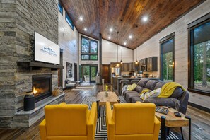 Smart TV, fireplace, table football