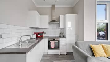 Fridge, microwave, oven, toaster