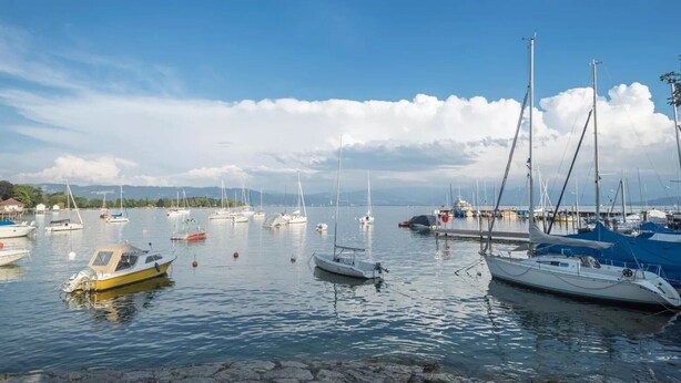 A marina with various boats docked, calm water, and a clear sky. - Apartment 'Seenaah Lindau 9' 3 Minutes from the Lake with Wi-Fi, No Kitchen (Lindau)