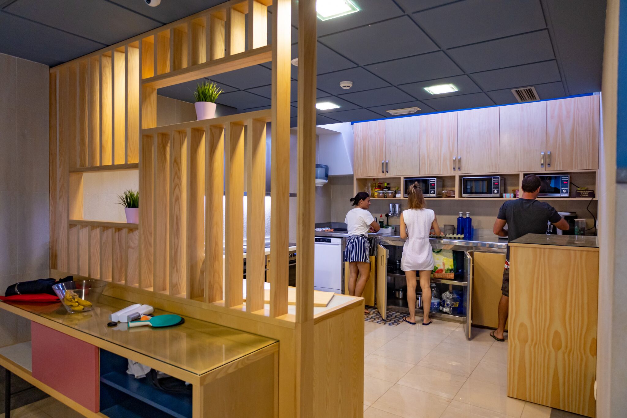 Frigorífico, microondas, horno y placa de cocina