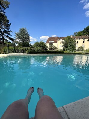 Outdoor pool, a heated pool - Recently Renovated Riverside Sanctuary set in 5 Acres With 14 Meter Heated Pool (Semur-en-Auxois)