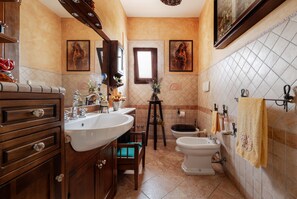 Chuveiro, secador de cabelo, toalhas de banho 