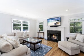 Smart TV, fireplace, computer monitors, printers