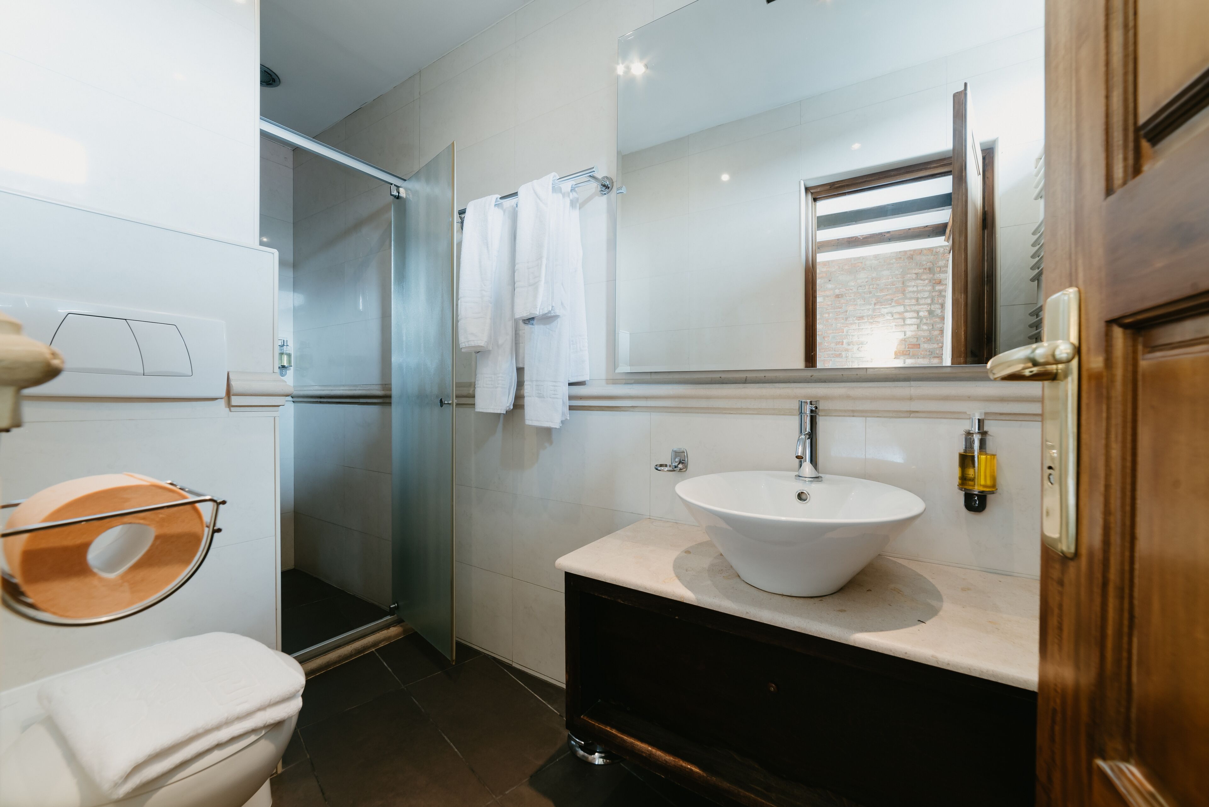 Standard Double Room | Bathroom | Shower, hair dryer, towels, soap