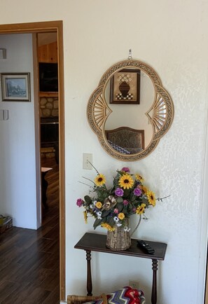 Interior - Cozy Stone Fireplace in a Relaxing 2 Bedroom Cabin (Lake Arrowhead)