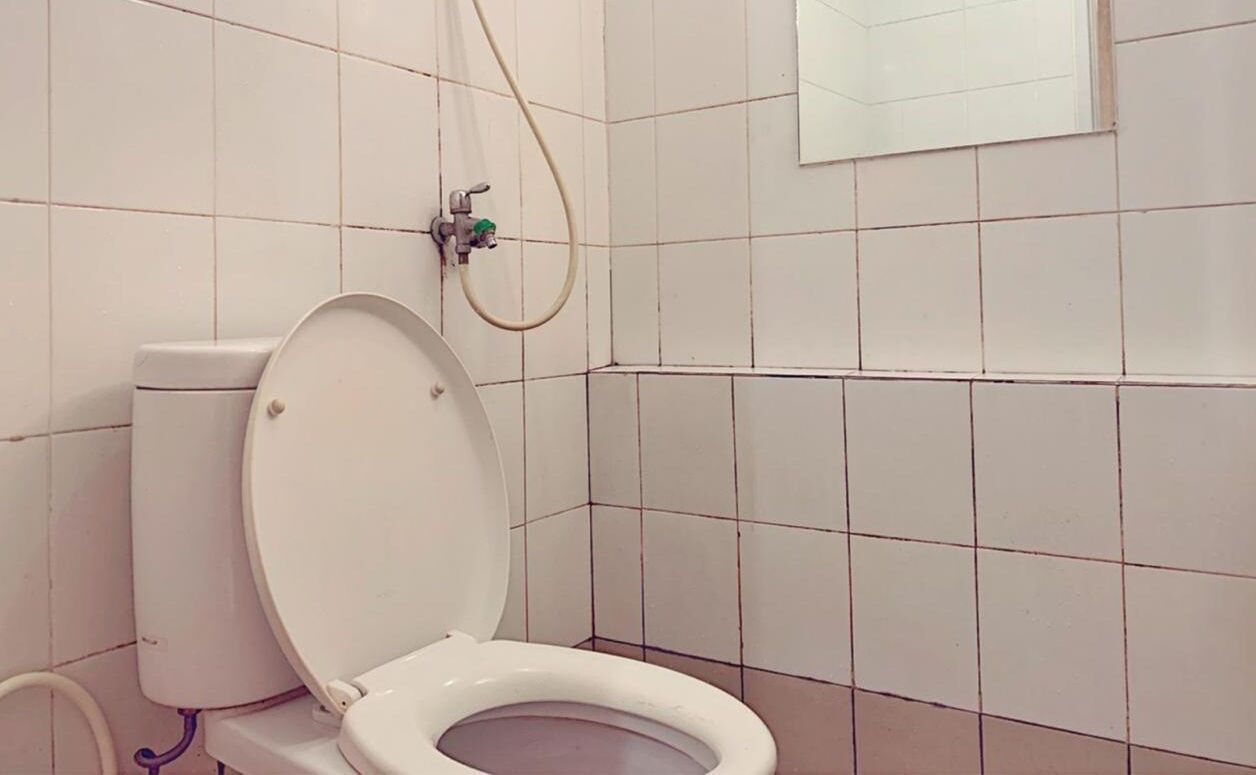 basic apartment | bathroom | shower, rainfall showerhead, towels